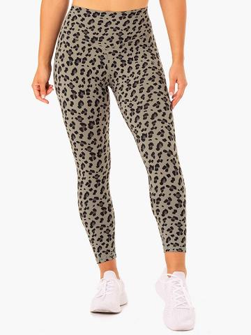 Khaki Leopard Ryderwear Women Leggings Hybrid Full Length Women's Leggings | AU1885HK