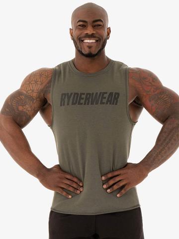 Khaki Ryderwear Men Tanks Flex Fleece Tank Men's Tanks | AU1101SO