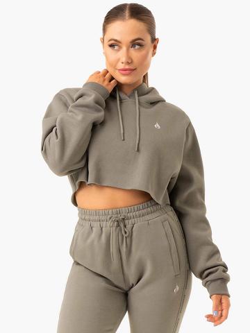 Khaki Ryderwear Women Hoodie Base Pullover Women's Hoodie | AU1665RW