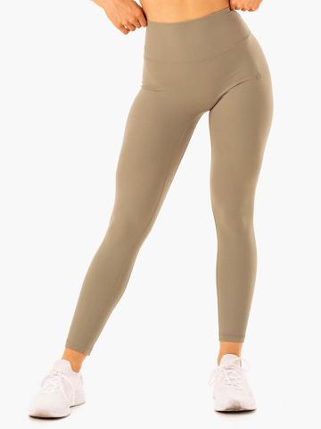 Khaki Ryderwear Women Leggings NKD Refine High Waisted Women's Leggings | AU1822TV