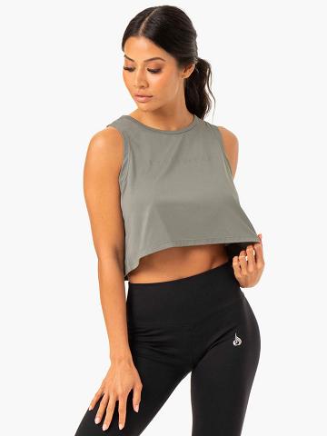 Khaki Ryderwear Women Tanks Hybrid Muscle Women's Tanks | AU3002PQ