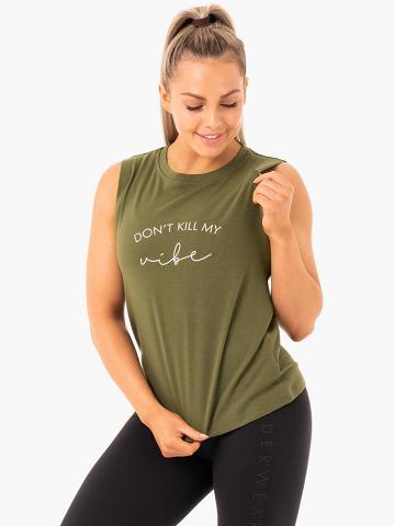 Khaki Ryderwear Women Tanks Ladies Baller Women's Tanks | AU3005UT