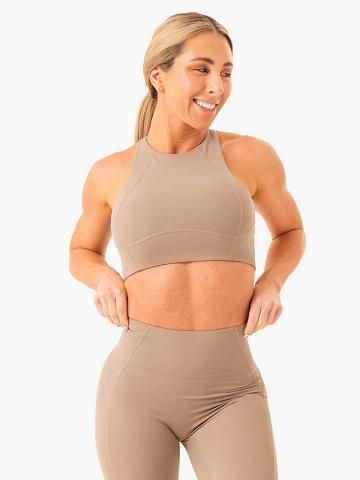 Latte Ryderwear Women Sports Bra NKD Frame Long Line Women's Sports Bra | AU2259MA