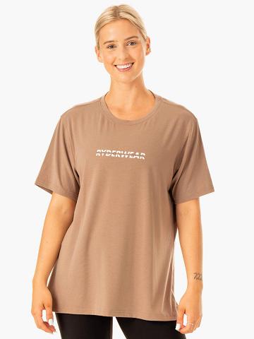 Latte Ryderwear Women T Shirts Edit Longline Women's T Shirts | AU2762KI