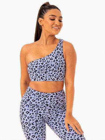 Lavender Leopard Ryderwear Women Sports Bra Adapt One Shoulder Women's Sports Bra | AU2397UT