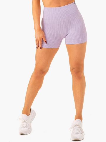 Lavender Marl Ryderwear Women Shorts Rib Seamless Women's Shorts | AU1962GL