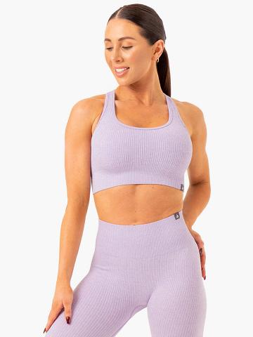 Lavender Marl Ryderwear Women Sports Bra Rib Seamless Women's Sports Bra | AU2400RW