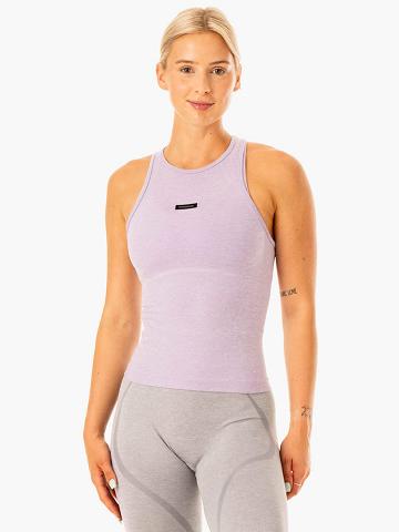 Lavender Marl Ryderwear Women Tanks Excel Seamless Mid Length Women's Tanks | AU2852MA