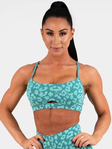 Leopard Teal Ryderwear Women Sports Bra Animal Women's Sports Bra | AU2556RW