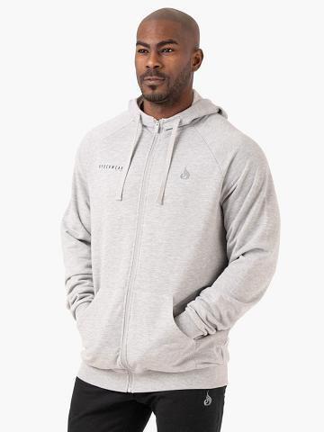 Light Grey Marl Ryderwear Men Jackets Pursuit Zip Up Hoodie Men's Jackets | AU1442GL