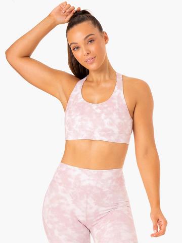 Mauve Pink Tie Dye Ryderwear Women Sports Bra Tie Dye Women's Sports Bra | AU2443DN