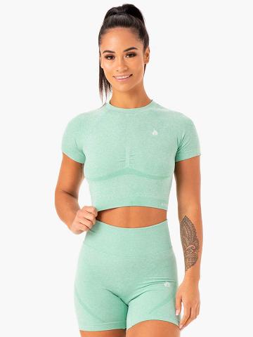 Mint Marl Ryderwear Women T Shirts Sculpt Seamless Women's T Shirts | AU2717AP