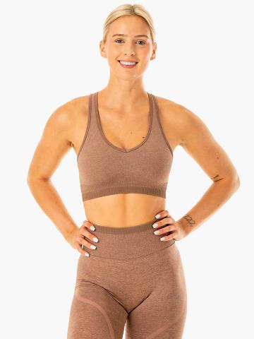 Mocha Marl Ryderwear Women Sports Bra Excel Seamless Women's Sports Bra | AU2285MA