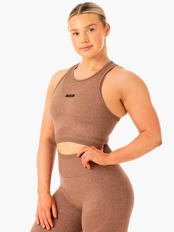 Mocha Marl Ryderwear Women Tanks Excel Seamless Women's Tanks | AU2870MA