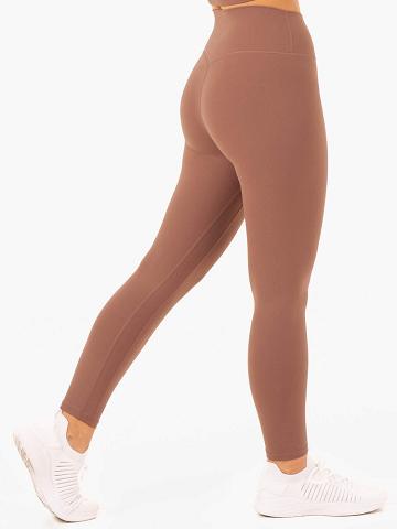 Mocha Ryderwear Women Leggings NKD Refine High Waisted Women's Leggings | AU1817MA