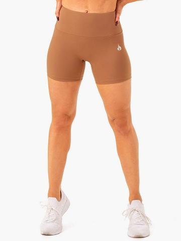 Mocha Ryderwear Women Shorts Vital Mid Length Scrunch Women's Shorts | AU2111IS