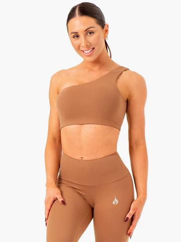 Mocha Ryderwear Women Sports Bra Adapt One Shoulder Women's Sports Bra | AU2296AP