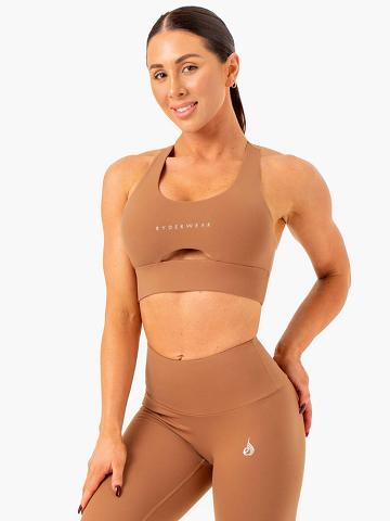 Mocha Ryderwear Women Sports Bra Focus Contour Women's Sports Bra | AU2299FM