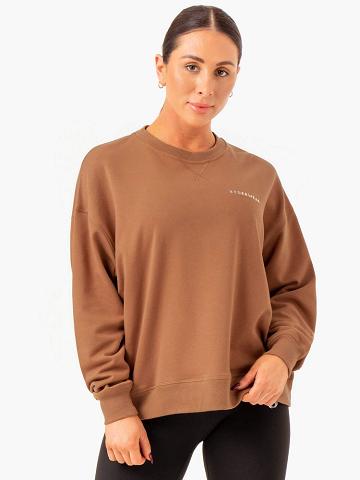 Mocha Ryderwear Women Sweaters Recover Lightweight Women's Sweaters | AU2637WY