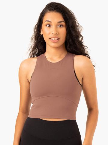 Mocha Ryderwear Women Tanks NKD Refine Women's Tanks | AU2940QZ