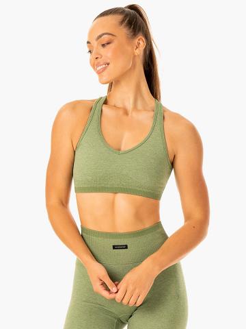 Moss Green Marl Ryderwear Women Sports Bra Excel Seamless Women's Sports Bra | AU2270AP