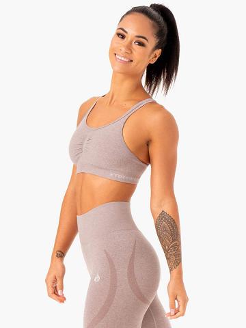 Mushroom Marl Ryderwear Women Sports Bra Sculpt Seamless Women's Sports Bra | AU2357XF