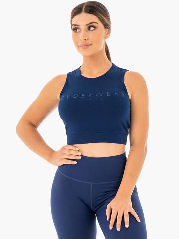 Navy Ryderwear Women Tanks Motion Crop Top Women's Tanks | AU3014BC