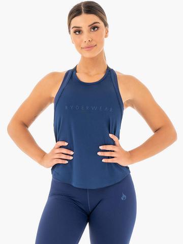 Navy Ryderwear Women Tanks Motion Slinky T-Back Women's Tanks | AU3013NB