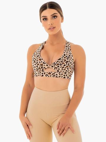 Nude Leopard Ryderwear Women Sports Bra Adapt Twist Women's Sports Bra | AU2543JJ