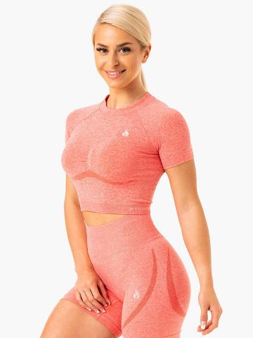 Peach Marl Ryderwear Women T Shirts Sculpt Seamless Women's T Shirts | AU2716SO