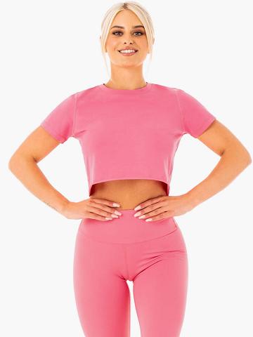 Pink Lemonade Ryderwear Women T Shirts Motion Cropped Women's T Shirts | AU2683MA