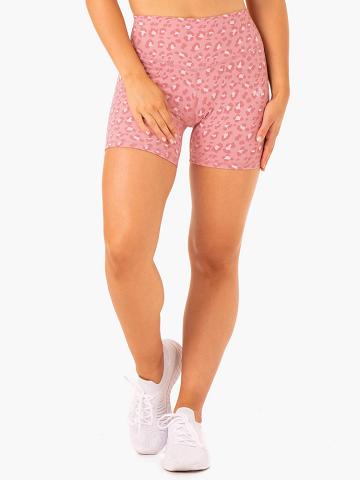 Pink Leopard Ryderwear Women Shorts Hybrid Mid Length Women's Shorts | AU1993ZG