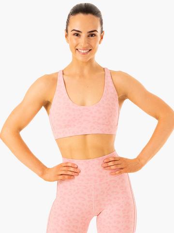 Pink Leopard Ryderwear Women Sports Bra Evolution Women's Sports Bra | AU2407VD