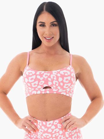 Pink Leopard Ryderwear Women Sports Bra Animal Women's Sports Bra | AU2554YU