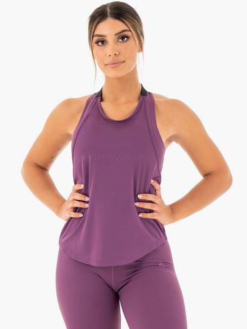 Purple Ryderwear Women Tanks Motion Slinky T-Back Women's Tanks | AU2988YU