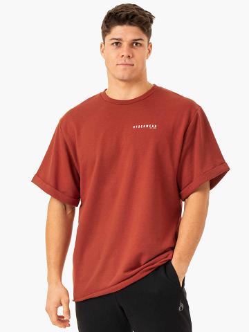 Red Clay Ryderwear Men T Shirts Pursuit Oversized Fleece Men's T Shirts | AU1283SO