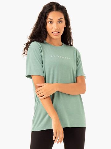 Sage Ryderwear Women T Shirts Boyfriend Longline Women's T Shirts | AU2730BC