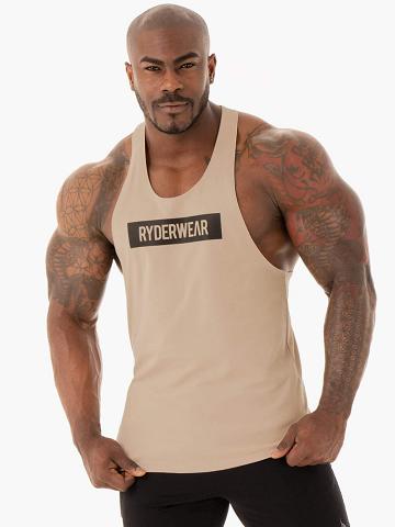 Sand Ryderwear Men Gym Stringers Base Stringer T-Back Men's Gym Stringers | AU1502VD