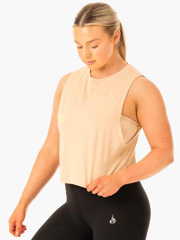 Sand Ryderwear Women Tanks Flow Scoop Women's Tanks | AU2811FM