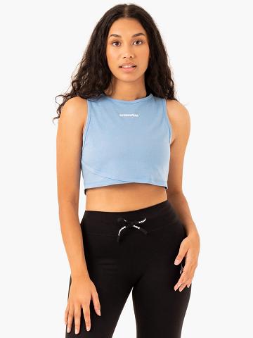 Sky Blue Ryderwear Women Tanks Replay Cross Over Women's Tanks | AU2851QZ