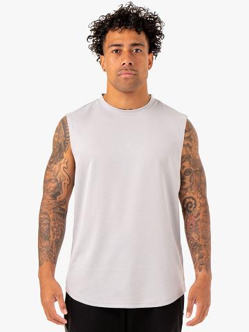 Snow Grey Ryderwear Men Tanks Enhance Muscle Tank Men's Tanks | AU1093RW