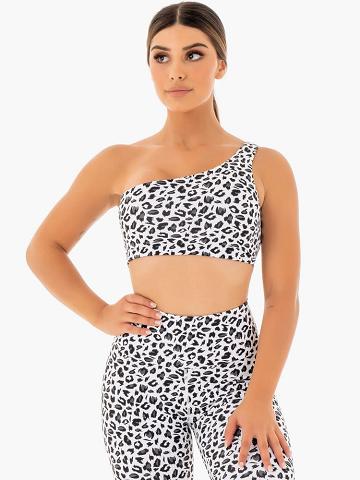 Snow Leopard Ryderwear Women Sports Bra Adapt One Shoulder Women's Sports Bra | AU2512CE