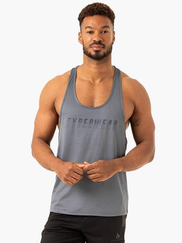 Steel Blue Ryderwear Men Gym Stringers Overdrive Stringer T-Back Men's Gym Stringers | AU1535RW