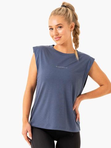 Steel Blue Ryderwear Women Tanks Element Wide Cut Women's Tanks | AU2850WY