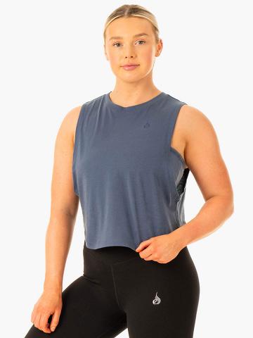 Steel Blue Ryderwear Women Tanks Flow Scoop Women's Tanks | AU2841AP