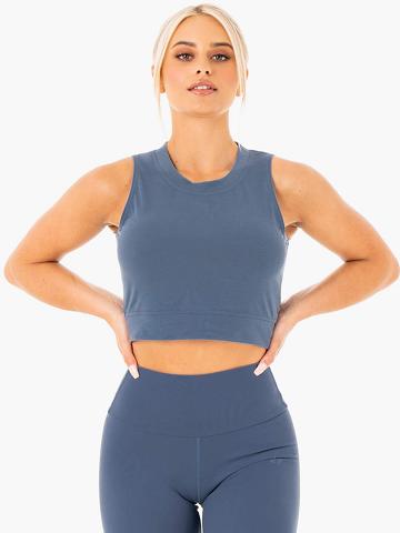 Steel Blue Ryderwear Women Tanks Motion Crop Top Women's Tanks | AU3004IS