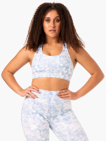 Steel Blue Tie Dye Ryderwear Women Sports Bra Tie Dye Women's Sports Bra | AU2430MA