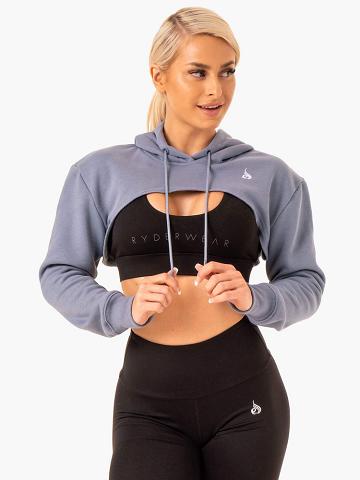 Steel Grey Ryderwear Women Sweaters Staples Super Crop Women's Sweaters | AU2578IS