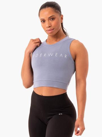 Steel Grey Ryderwear Women Tanks Motion Crop Top Women's Tanks | AU2953FM