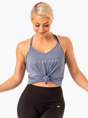 Steel Grey Ryderwear Women Tanks Staples Slinky T-Back Women's Tanks | AU2963RW